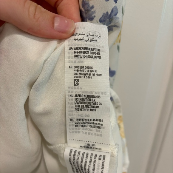 Abercrombie & Fitch Faux Silk White Floral Tie Strap Mini Dress Ruffle Summer XL - Picture 13 of 13